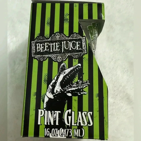 NEW Beetle Juice Pint Glass Cup Halloween Spooky Decor 16oz - Picture 11 of 11